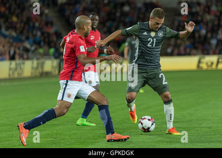 Ullevaal Stadion, Oslo, Norvège. 08Th Sep 2016. Qualification Coupe du Monde de Football. Norvège, contre l'Allemagne. Shkodran Mustafi d'Allemagne en action lors de la Coupe du Monde de football match de qualification à l'Ullevaal Stadion d'Oslo, Norvège. Credit : Action Plus Sport/Alamy Live News Banque D'Images