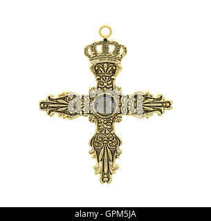 Pendentif croix isolé sur fond blanc Banque D'Images