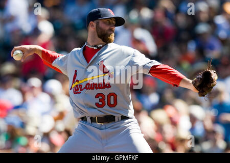 25 avril 2010, San Francisco, CA, USA ; St. Louis Cardinals lanceur droitier Jason Motte (30) au cours de la huitième manche contre les Giants de San Francisco à AT&T Park. Saint Louis San Francisco défait 2-0. Banque D'Images