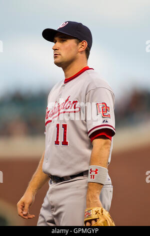 26 mai 2010, San Francisco, CA, USA, Washington Nationals de troisième but Ryan Zimmerman (11) au cours de la troisième manche contre les Giants de San Francisco à AT&T Park. San Francisco Washington défait 7-3. Banque D'Images