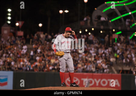 23 août, 2010 ; San Francisco, CA, USA ; Cincinnati Reds relief pitcher Bill Bray (45) lors de la septième manche contre les Giants de San Francisco à AT&T Park. San Francisco a battu Cincinnati 11-2. Banque D'Images