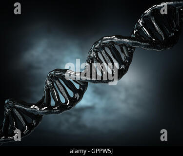 Concept de biochimie avec des molécules ADN sur fond bleu Banque D'Images