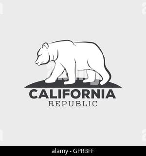 République de Californie Vintage ours avec t-shirt sunbursts, imprimer des graphiques Illustration de Vecteur