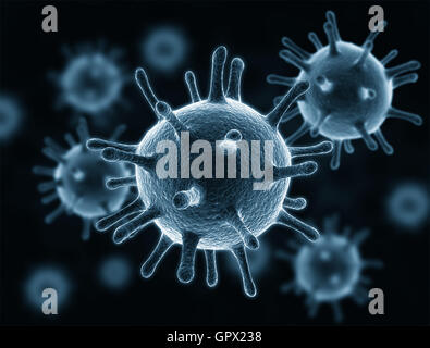 Virus dans l'organisme infecté. 3D illustration Banque D'Images