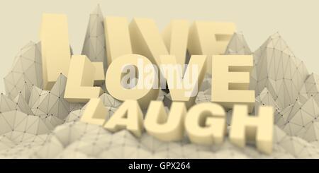 Paysage montagnes poly faible. live laugh love text Banque D'Images