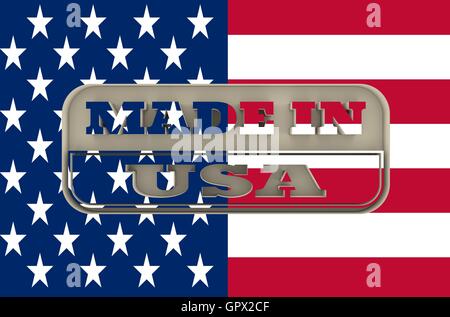 Timbre gravé avec texte made in USA Banque D'Images