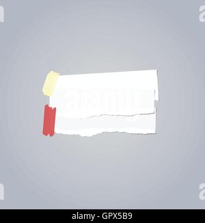 Morceaux de papier blanc déchiré sont empilés sur fond gris Illustration de Vecteur