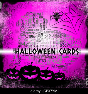 Signification des cartes d'Halloween Trick Or Treat et célébration Hantée Banque D'Images