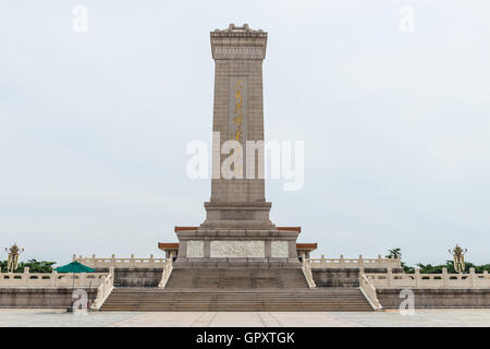 La place Tiananmen et Monument aux personnes, célèbre lieu de la Chine. Banque D'Images