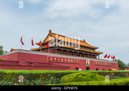 Bâtiment Tian est un symbole de la République populaire de Chine. La porte de la paix céleste en Chine Beijing Banque D'Images