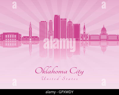 Oklahoma City V2 skyline en violet orchidée radieuse en fichier vectoriel éditable Banque D'Images