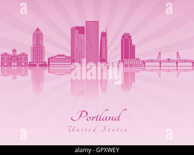 Portland V2 skyline in purple orchid radiant en fichier vectoriel éditable Banque D'Images