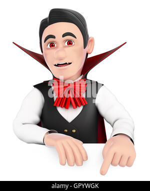 Les gens d'halloween 3d illustration. Funny monster. Vampire, dirigé vers le bas. Un espace blanc. Isolé sur fond blanc. Banque D'Images