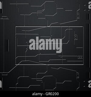 Scifi mur. La fibre de carbone et les circuits. mur metal background et texture 3d illustration. technologie concept. Banque D'Images