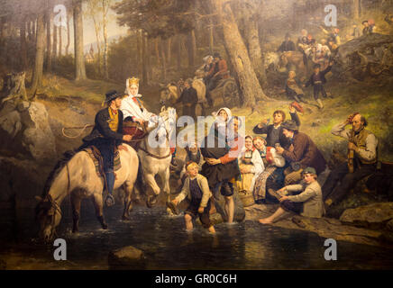 'Wedding procession dans la forêt", huile sur toile 1873 Adolph Tidemand 1814-1876, Kode 3 art gallery Bergen, Norvège Banque D'Images