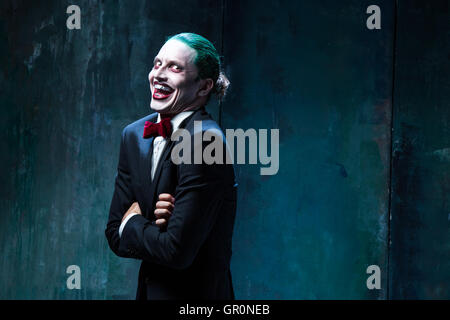 Thème : Halloween sanglant face joker fou Banque D'Images