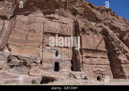 La tombe de la soie - l'un des tombeaux royaux. Petra, Jordanie. Pas de personnes Banque D'Images