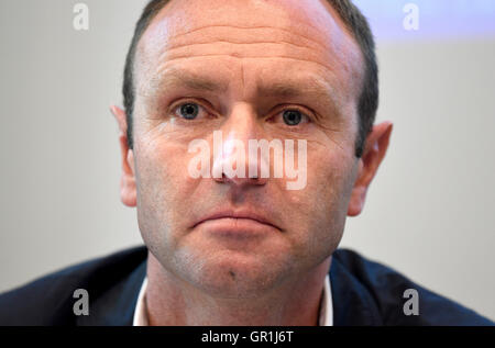 Berlin, Allemagne. Sep 6, 2016. Chief Marketing Officer Kenny Jacobs, photogrpahed au cours d'une conférence de presse de la compagnie aérienne Ryanair à Berlin, Allemagne, 6 septembre 2016. PHOTO : RAINER JENSEN/dpa/Alamy Live News Banque D'Images