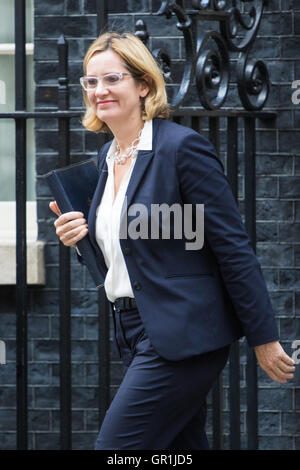 Londres, Royaume-Uni. 6 Septembre, 2016. Secrétaire d'accueil laisse Ambre Rudd 10 Downing Street après la réunion hebdomadaire du cabinet. Crédit : Paul Davey/Alamy Live News Banque D'Images