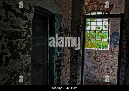 Une fois qu'une partie de l'original avant de workhouse St Mary's est devenu un hôpital sont les cellules Vagrant dans Melton Mowbray, Leicestershire. Banque D'Images