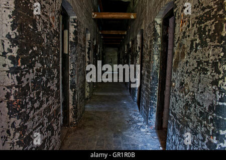 Une fois qu'une partie de l'original avant de workhouse St Mary's est devenu un hôpital sont les cellules Vagrant dans Melton Mowbray, Leicestershire. Banque D'Images