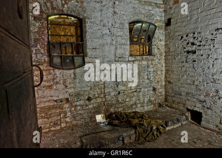 Une fois qu'une partie de l'original avant de workhouse St Mary's est devenu un hôpital sont les cellules Vagrant dans Melton Mowbray, Leicestershire. Banque D'Images