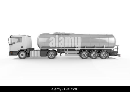 Gros camion-citerne isolé sur fond blanc. - Maquette 3D illustration Banque D'Images