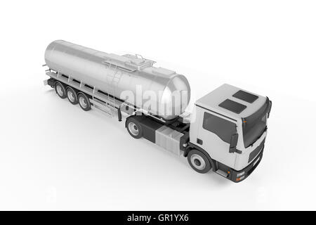 Gros camion-citerne isolé sur fond blanc. - Maquette 3D illustration Banque D'Images