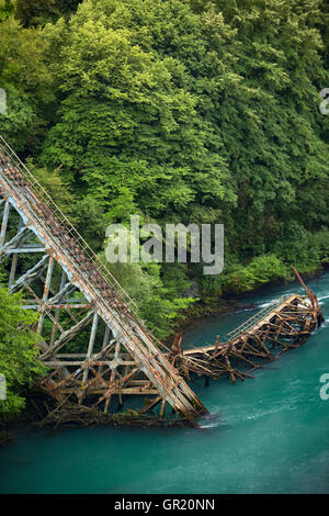 Dans la région de Bor, une réplique d'un pont ferroviaire détruit au moment de la célèbre bataille de Neretva (Allemagne), Banque D'Images