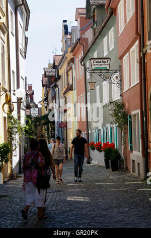 Rue étroite, Lindau, souabe, Bavière, Allemagne, Europe Banque D'Images