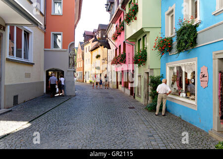 Rue étroite, Lindau, souabe, Bavière, Allemagne, Europe Banque D'Images