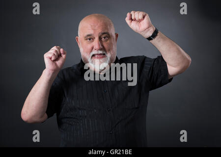 Anglais humoriste, comédien, auteur et ancien artiste Alexei Sayle d'enregistrement. Banque D'Images