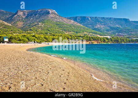 Turquoise Zlatni Rat beach à Bol, sur l''île de Brac, la Dalmatie, Croatie Banque D'Images