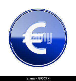 L'icône bleu brillant Euro, isolé sur fond blanc Banque D'Images