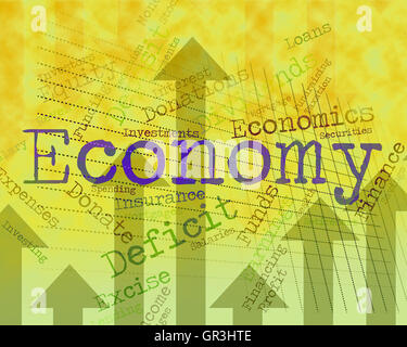 Mot économie montrant micro-économiques et des économies Banque D'Images