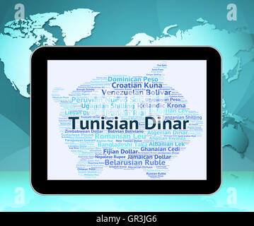 Dinar tunisien indiquant Service de Change et de Word Banque D'Images