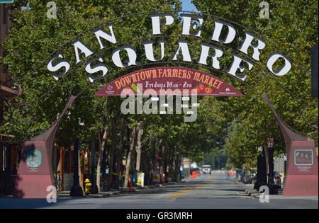 La place San Pedro dans le centre-ville de San Jose, Californie CA Banque D'Images