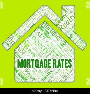 Les taux hypothécaires Prêts et les chiffres indiquant la maison Banque D'Images