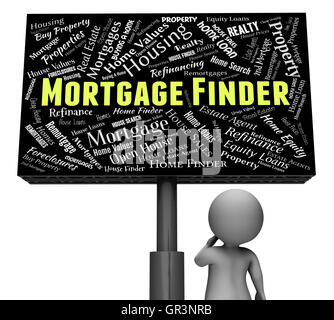 Mortgage Finder indiquant l'immobilier et des biens Banque D'Images