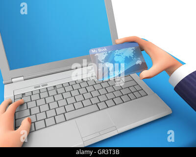 Carte de crédit qui signifie World Wide Web et de personne d'affaires le rendu 3D Banque D'Images