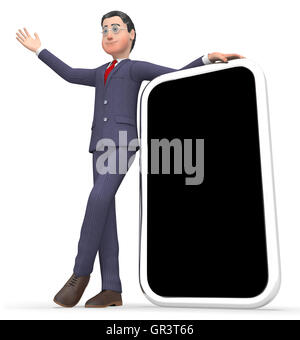 Smartphone en ligne signifiant World Wide Web et le site Web de rendu 3D Banque D'Images