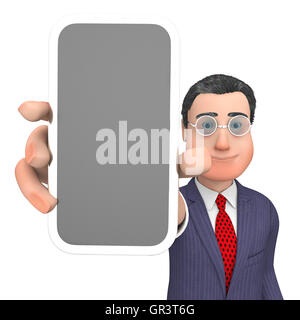 En ligne Smartphone signifiant World Wide Web et le rendu 3D de l'espace de copie Banque D'Images