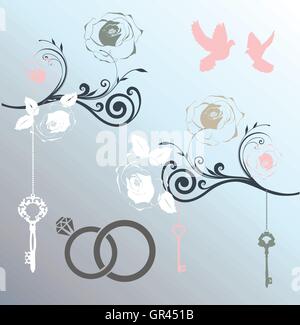 Vector illustration d'une carte d'invitation de mariage Illustration de Vecteur