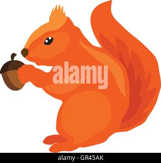 Vector illustration d'un écureuil avec acorn Illustration de Vecteur