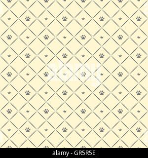 Luxe transparente motif patte de chat avec des couronnes. Beige et gris imprimer. Vector illustration. Illustration de Vecteur
