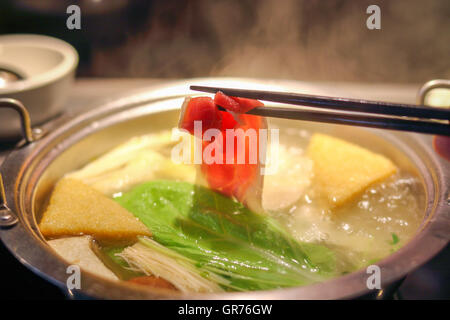 Sur un boeuf hot pot chinois Banque D'Images