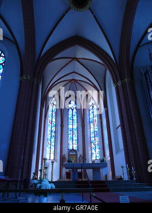 Église St Stephan Chagall Blue light Mayence Rhénanie-palatinat Rhénanie-palatinat Allemagne Europe Banque D'Images