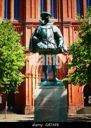 Wilhelm I et Marktplatz Market Place Cathédrale Dome Wiesbaden Hessen Allemagne Europe Banque D'Images