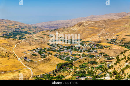 Paysage jordanien comme vu de Al-Karak Banque D'Images