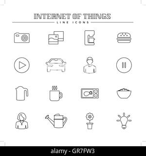 Internet des objets et smart home, line icons set Illustration de Vecteur